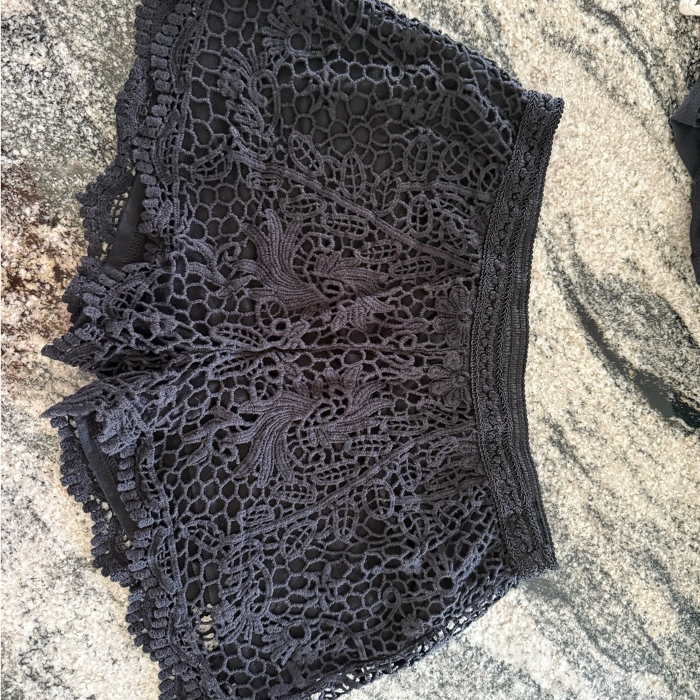 Massimo Black Lace Crochet Shorts